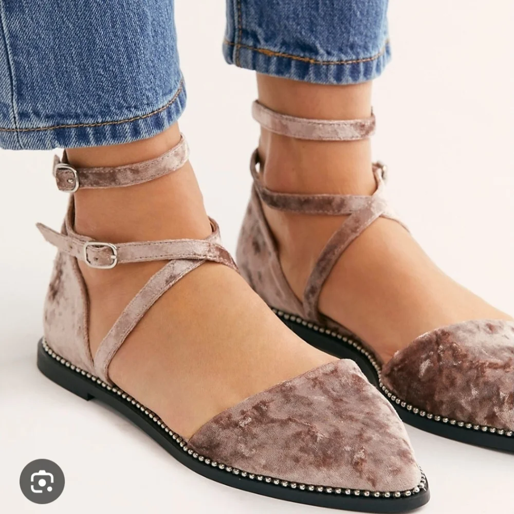 Free People x Farylrobin Velvet Florence Flats Size 7 - Picture 2 of 11
